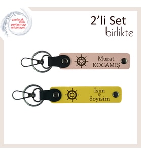 Arkadaşınıza Uygun, Şık ve Kullanışlı Gemi Temalı Deri Set, Kişiselleştirilebilir, Yavru Ağzı-Sarı