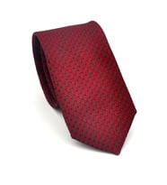 Lacivert Nokta Desenli Bordo Dokuma Kumaş Mendilli Slim Fit Kravat // SDK-2510-3