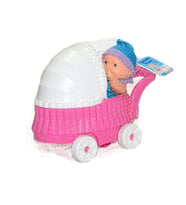 Oyuncak Bebek Arabası ve Bebek – 22 cm Arabalı Puset, 20 cm Bebek, Renkli Kıyafetli Mini Bebek Seti (Çok Renkli)