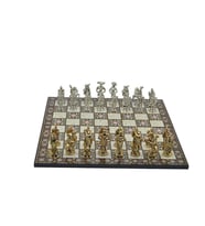 Gifthome Metal Satranç Takımı / Seti; Battal,İspanyol,Parlak, Kat.Sedef Desenli Satranç Tahtası (Çok Renkli)
