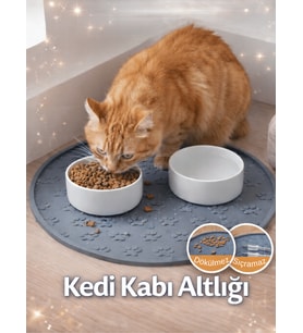 Beylini Kedi Köpek Mama Kabı Altlığı Kaymaz Su Geçirmez Beslenme Paspası Kolay Temizlenir Mama Su Altlığı (Gri)
