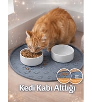 Beylini Kedi Köpek Mama Kabı Altlığı Kaymaz Su Geçirmez Beslenme Paspası Kolay Temizlenir Mama Su Altlığı (Gri)