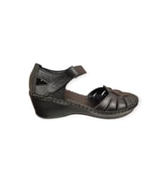 VENÜS 26023347Y YANLARI AÇIK DOLGU TOPUK DERİ KADIN SANDALET