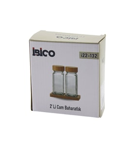 2PCS BAMBU KAPAKLI CAM TUZLUK - BİBERLİK - BAHARATLIK 120ML (5680)