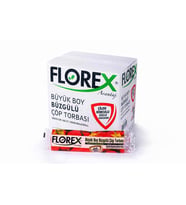 Florex 60 Litre Büzgülü Çilek Kokulu Çöp Torbası Poşeti / 65 x 70 Cm. - 10x25 Rulo / Koli