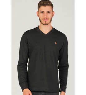 V4002 DEWBERRY V YAKA ERKEK SWEATSHIRT-SİYAH