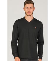 V4002 DEWBERRY V YAKA ERKEK SWEATSHIRT-SİYAH