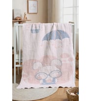 Dört Kat Desenli Müslin Bebek&Çocuk Battaniyesi 80X140 Cm %100 Pamuk, İçi