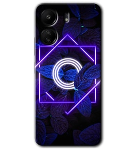 Xiaomi Redmi 13C Kılıf HD Desen Baskılı Kılıf - Dark Neon Yaprak O Harfi