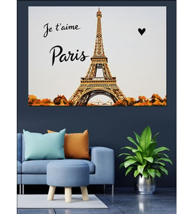 Eyfel Kulesi Paris Şehri Dekoratif Kanvas - Mdf Ahşap Tablo
