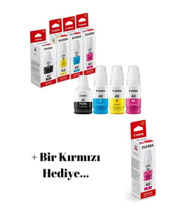 Gı-40 Pixma G5040 Orjinal Mürekkep Kartuş Takımı + 1 Kırmızı Hediyeli