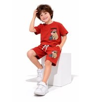 Cg Kids Capybara Kiremit Rengi Erkek Çocuk Tshirt & Şort Alt Üst Takım