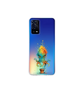 Oppo A55 ile uyumlu Splash ahtapot tasarımlı şeffaf silikon kılıf