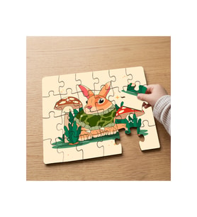 Sevimli Tavşan ve mantarlar Tasarımlı 24 Parça Ahşap Çocuk Puzzle MPK0664