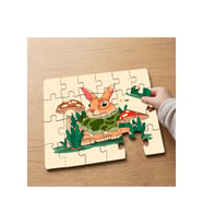 Sevimli Tavşan ve mantarlar Tasarımlı 24 Parça Ahşap Çocuk Puzzle MPK0664