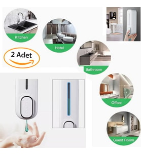 2 Adet Beyaz Renk Sabunluk 350 ml Duvara Monte Sıvı Sabunluk Şampuan Şişesi Soap Dispenser