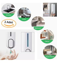2 Adet Beyaz Renk Sabunluk 350 ml Duvara Monte Sıvı Sabunluk Şampuan Şişesi Soap Dispenser