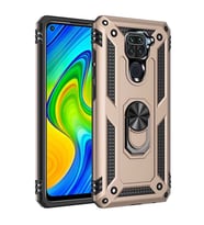 Xiaomi Redmi Note 9 Kılıf Yüzüklü Zırh Tank Vega (Gold)