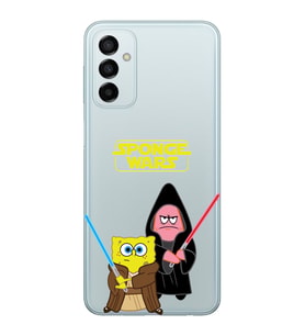 Samsung Galaxy M14 Uyumlu Sunger Bob Star Wars Desenli Şeffaf Telefon Kılıfı