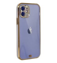 Newface iPhone 12 Kılıf Liva Taşlı Silikon - Mor