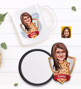 BK Gift Kişiye Özel Kız Çocuk Karikatürlü Beyaz Kupa ve Ahşap Bardak Altlığı Hediye Seti-8