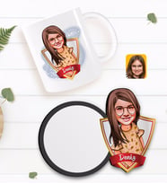 BK Gift Kişiye Özel Kız Çocuk Karikatürlü Beyaz Kupa ve Ahşap Bardak Altlığı Hediye Seti-8