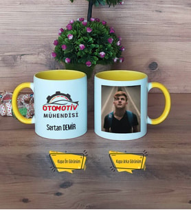 Otomotiv Mühendisi Kupa Bardak Sarı Fotoğraflı Mühendisler Günü Hediyesi
