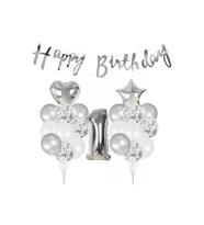 1 Yaş Gümüş Happy Bırthday Balon Seti