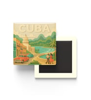 Küba - Cuba - Paper Cut Art - Baskılı Buzdolap Magneti Kare - 9x9 cm