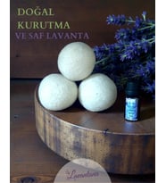 Doğal Kurutma Topları (3’lü) & Saf Lavanta Uçucu Yağı 10 ml  Şık Hediye Seti (Mor - Bej - Mint Yeşili)