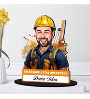 Kişiye Özel Erkek Vinç Operatörüne Hediye Karikatürlü Biblo
