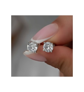 ?Gümüş 6 mm Beyaz Zirkon Tek Taş Kadın Küpe CSR2184766