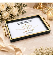 BK Gift Kişiye Özel Siyah&Gold Söz Nişan Tepsisi-2 - 39x23 cm