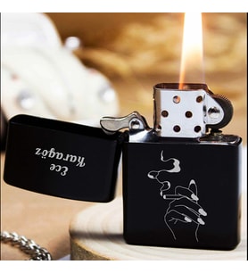 Kişiye Özel İsimli Benzinli Siyah Zippo Çakmak