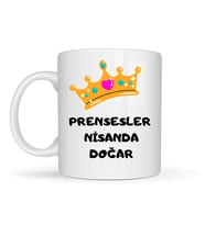 Northcity Prensesler Nisanda Doğar Yazılı Kupa Model 248 Taç Tasarımlı Nisan Ayı Doğum Günü Temalı Seramik Kahve Kupası