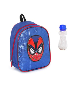Mavi Parlak Dikişli Spiderman Baskılı Anaokulu Çantası + Suluk - Örümcek Adam Kreş Çantası (Karışık)