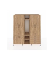 Kronos Dolap 14 Raflı 4 Çekmeceli Tek Askılı 220x59x243 Çam-Çam/Çam