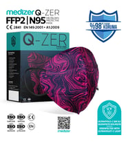 Qzer Fuşya Desenli FFP2 N95 Maske - 20 Adet