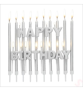 Gümüş Happy Birthday Harf Mum Seti – 23 Parça (STD)