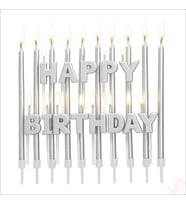 Gümüş Happy Birthday Harf Mum Seti – 23 Parça (STD)