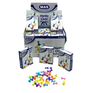 648 ADET HARİTA ÇİVİSİ MANTAR PANO İĞNESİ 12X18PCS RENKLİ SİLİNDİRİK