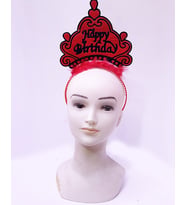 Happy Birthday Neon Kırmızı Renk Doğum Günü Tacı 24x15 cm (5343)