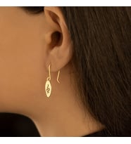 DKMN Gümüş Oval Biçimli Yılan Sembol Küpe Kadın Gümüş Küpe (Gold)
