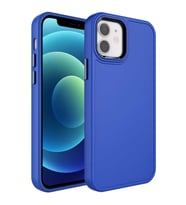 Lexroo iPhone 11 Kılıf Metal Çerçeve ve Buton Tasarımlı Sert Botox Kılıf - Saks Mavi