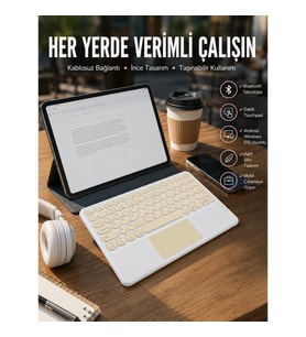 Mey İthalat® Touchpad Uyumlu Bluetooth Klavye Slim Kablosuz Wifi Q Klavye