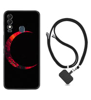 Tecno Spark 8T Kılıf Silikon Boyun Askılı İpli Desenli Silikon Red Moons 1747