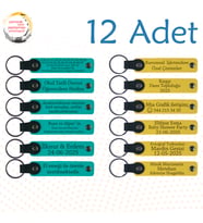 Koyu Turkuaz & Sarı, 12’li Set, İsim Ve Mesaj Yazılı Hatıra, Bebek Kutlamalarına Sürpriz Hediye