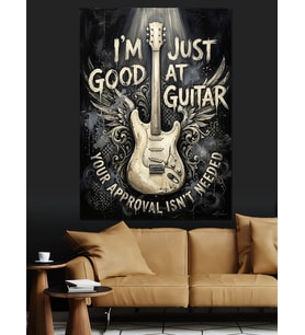 Elektro Gitar Ve Modern Motto Dekoratif Kanvas - Mdf Ahşap Tablo