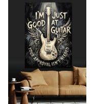 Elektro Gitar Ve Modern Motto Dekoratif Kanvas - Mdf Ahşap Tablo