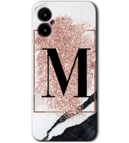 Omix X3 Kılıf HD Desen Baskılı Arka Kapak - Pembe Mermer Desenli M Harfi